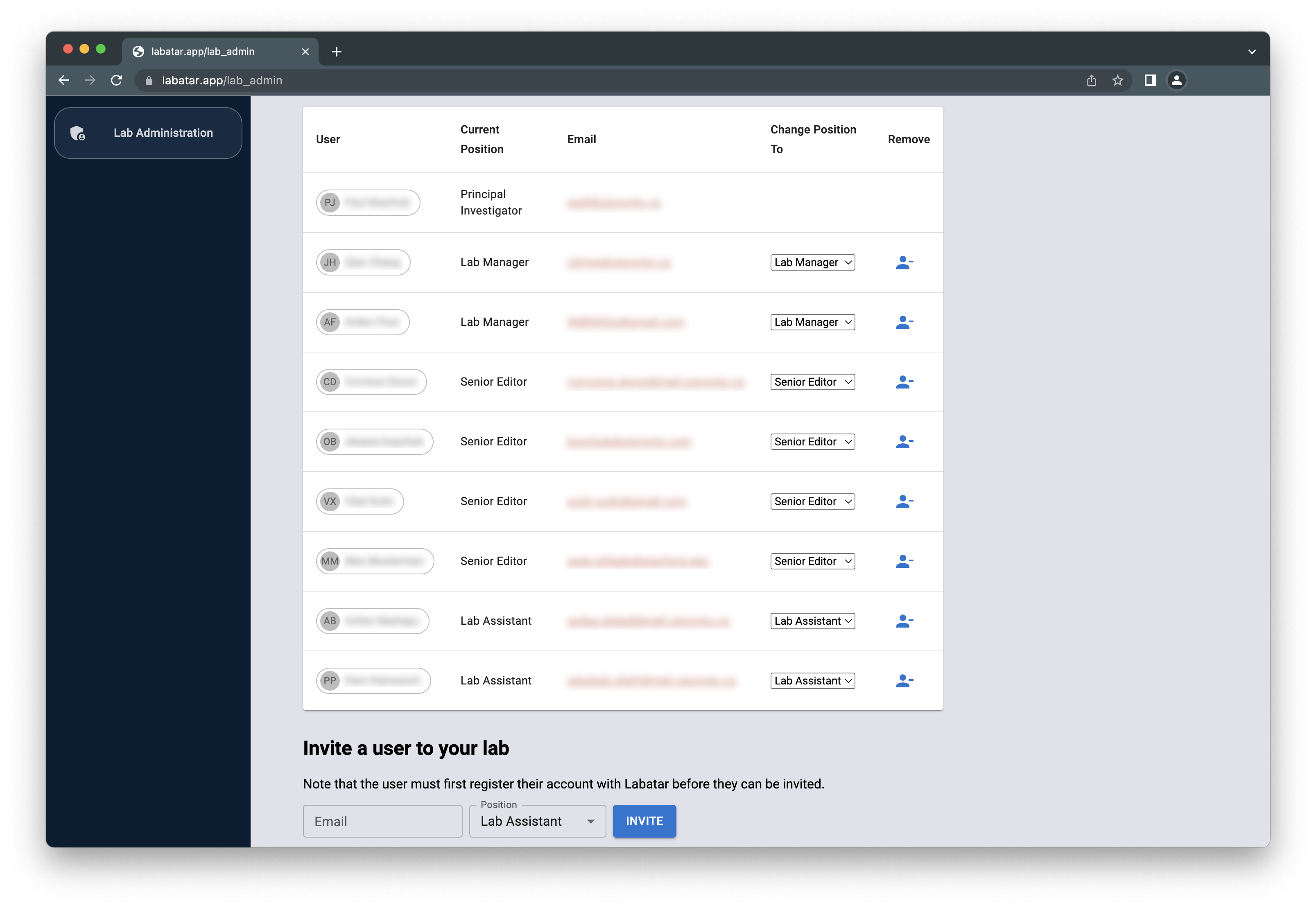 Admin dashboard